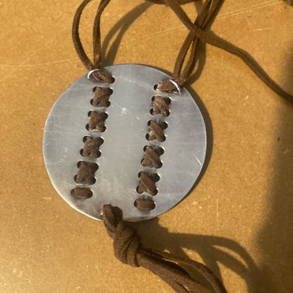 Clio Bleu silver plated pendant on suede strap. By Reminiscence made in France - Picture 3 of 7